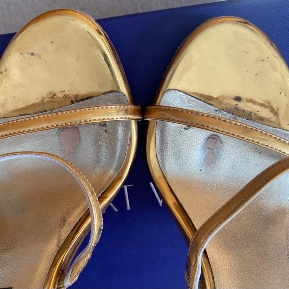 Gold Stuart Weitzman Courtesan Sandals Heels - image 6